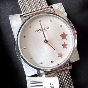 COACH Women’s “Perry” Silver-tone Mesh Stainless Steel Watch, 28mm